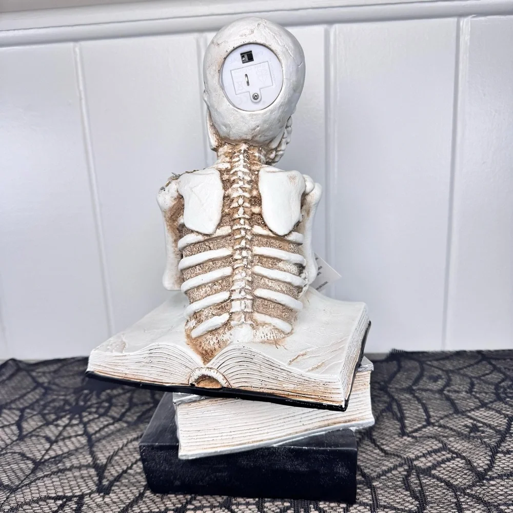 NEW Midnight Manor Light Up Skeleton on Spell Books Halloween Figurine